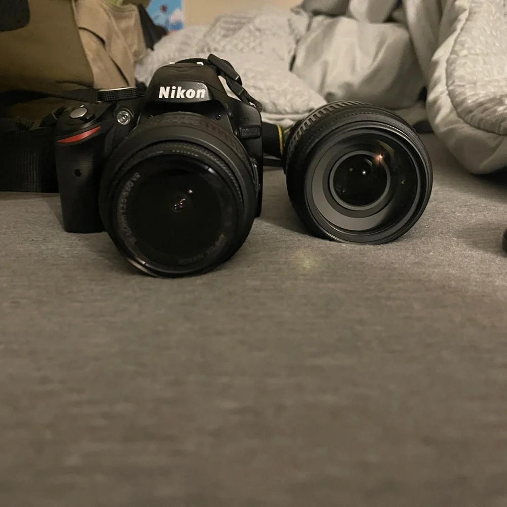Nikon d3200 with kit lens and 55-300 mm lens
